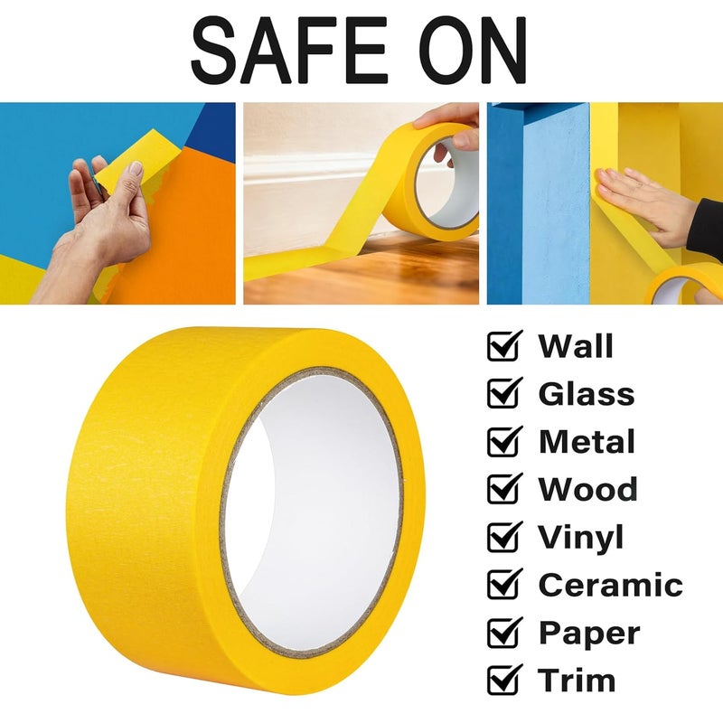 G GEYYANG Yellow Painters Tape - Yellow Masking Tape 2 Inch Wide - Multi-Surface, Smart Adhesion, Indoor & Outdoor - Paint Tape for DIY, Labeling, Art, Car, General Purpose - 90FT Total - Image 5